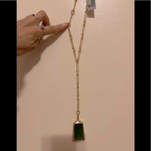 Body Necklace single chain with green pendant